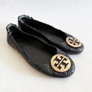 Tory Burch Minnie Quilted Leather Ballet Flats Size 8